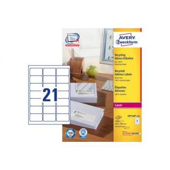 AVERY ZW. Adressetiketten 63,5x38,1mm LR7160100 recycling 2100 Stück