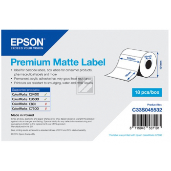 Epson Premium matte Etiketten, gestanzt weiß 18 Stück (C33S045532)
