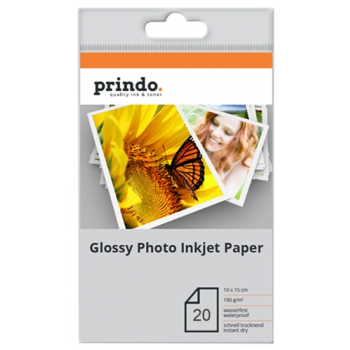 Prindo Glossy Photo Paper 100 x 150mm Fotopapier glänzend 20 Blatt DIN A6 180 g/m² (PR18020A6)
