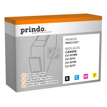 Prindo Tintenpatrone gelb, magenta, schwarz, cyan (PRSCCLI521) ersetzt CLI-521BK
