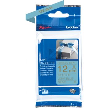 PTOUCH Band hellblau/gold TZE-RL34 Tze Geräte 12-36mm