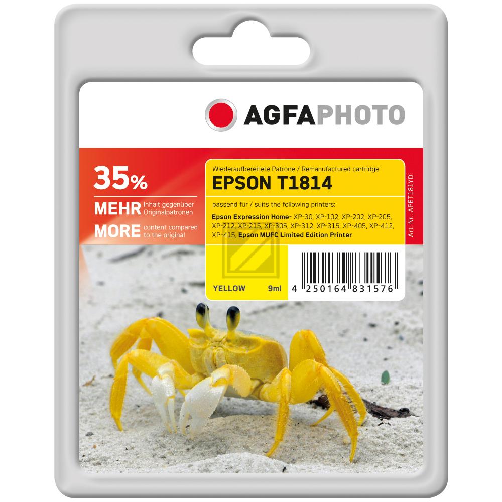 Agfaphoto Tintenpatrone gelb HC (APET181YD) ersetzt T1814